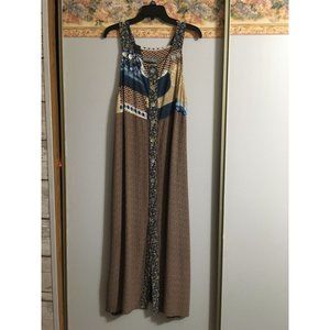 Carol Anderson California Large Multiprint Button Front Midi Sleeveless Dress